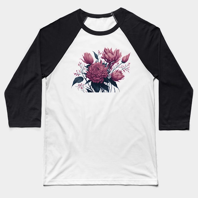 Beautiful bouquet of pink flowers on white background Baseball T-Shirt by webbygfx